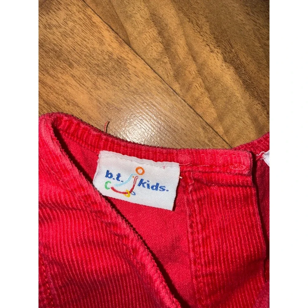 BT Kids Red Corduroy Reindeer Christmas‎ Holiday Dress 2T/2 corded embroidered